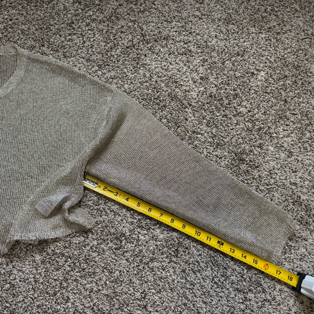 NWT Edikted Aviva Cropped Metallic Long Sleeve Top - Picture 12 of 15